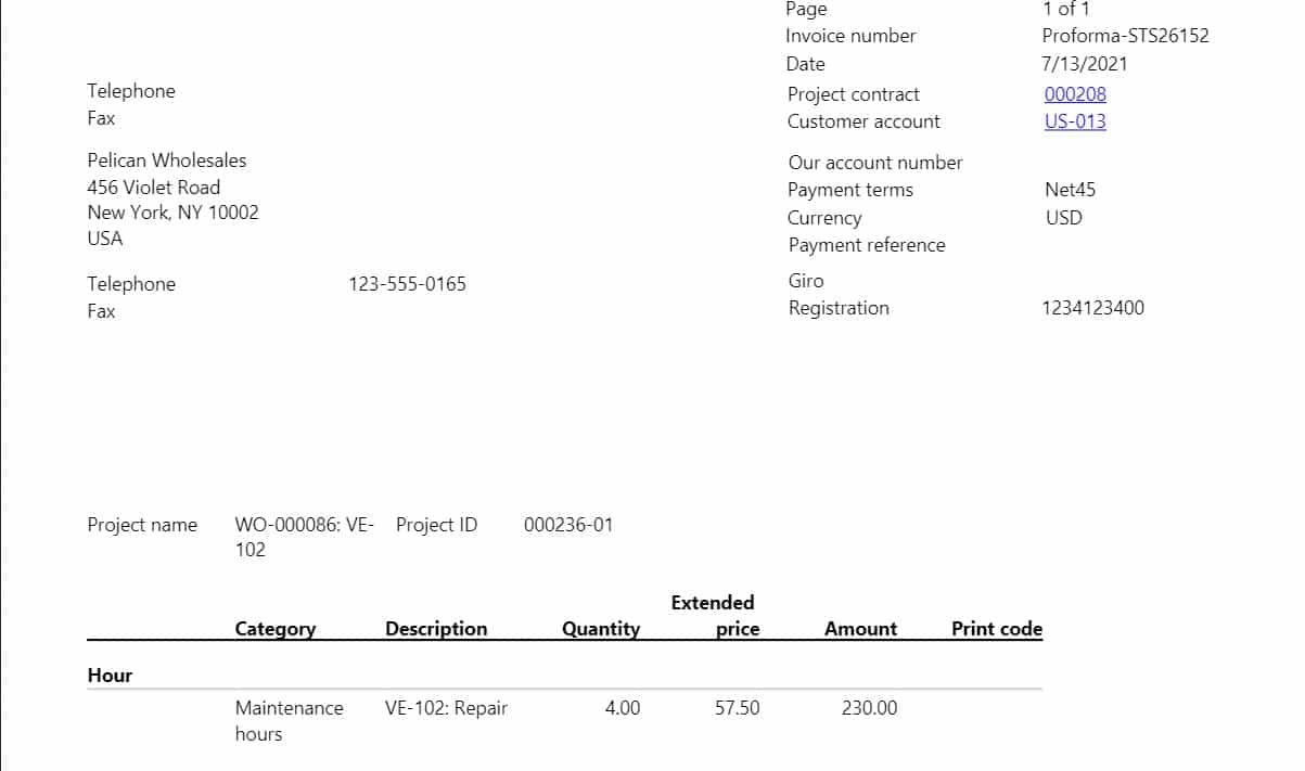 Asset billing maintenance screenshot from within F&O