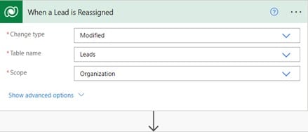 When a lead is reassigned using adaptive cards