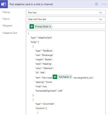 Post adaptive card in chat or channel