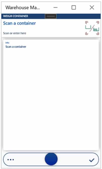 Scan a container in the Dynamics 365 mobile warehouse operations app