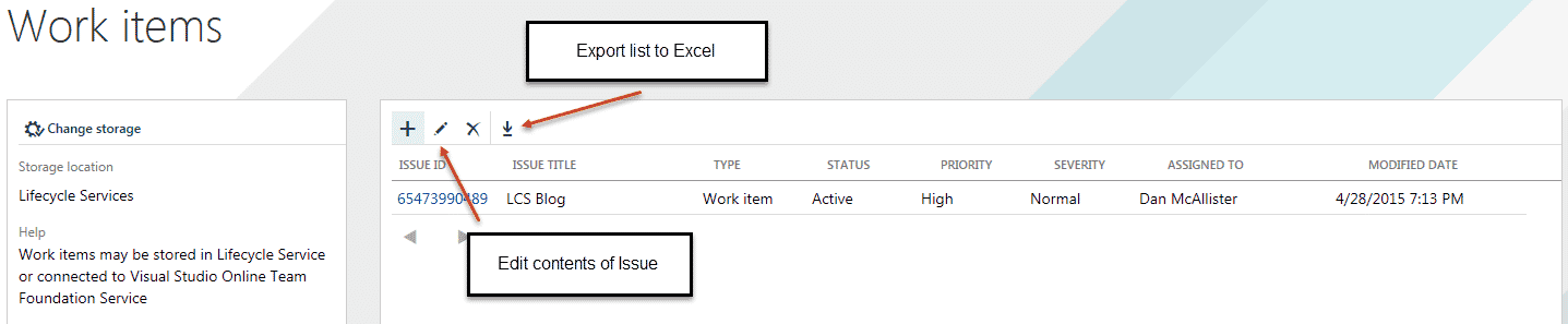 Work-items screen