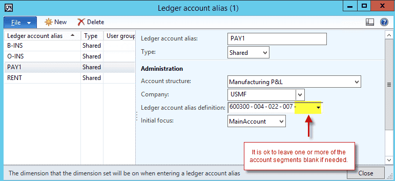 Ledger account alias screenshot