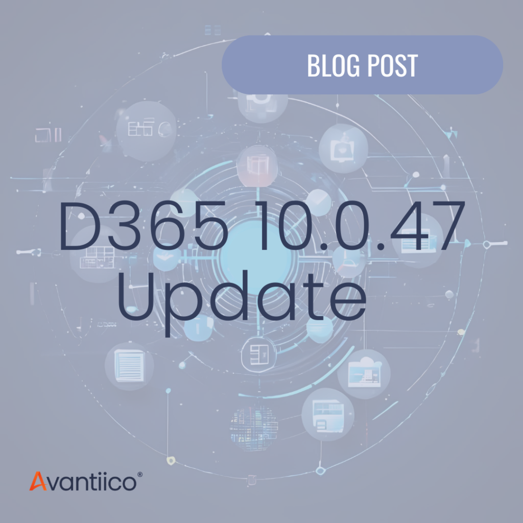 A cover image for a blog that's about the latest Dynamics 365 F&SCM 10.0.47 update.