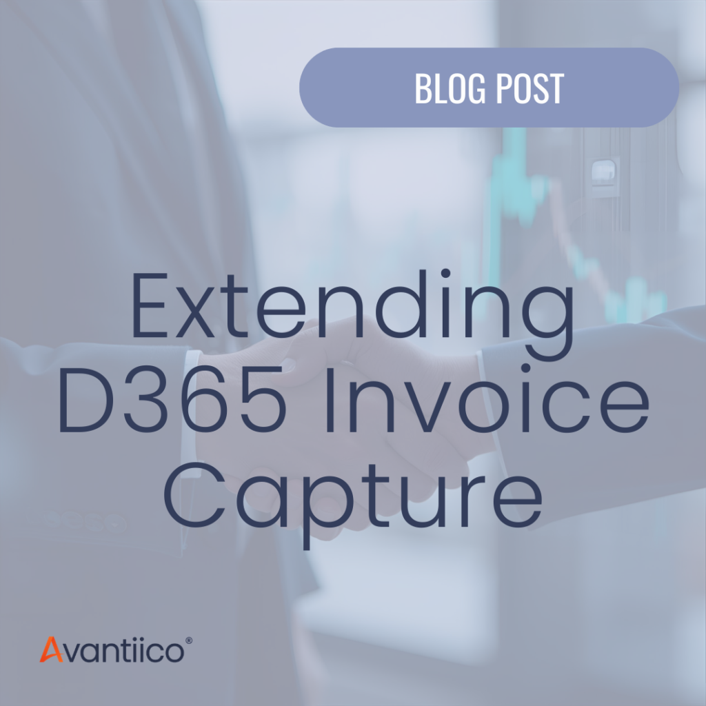 A cover for a blog that's about the benefits of extending Dynamics 365 Invoice Capture with Avantiico's Copilot Invoice Coding Agent.