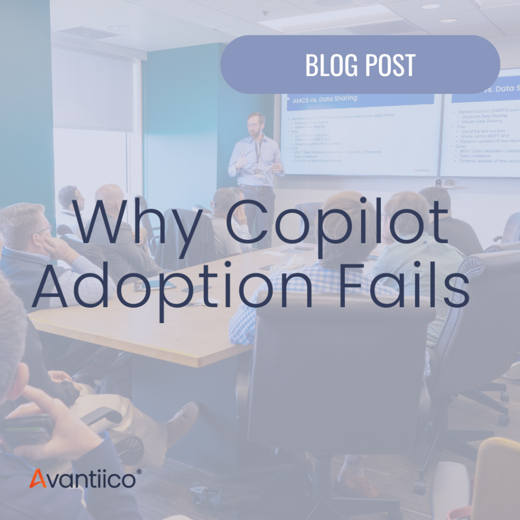 A cover image for a blog about why Microsoft 365 Copilot adoption fails, the cover image being the root cause - skipping training, the foundational step.