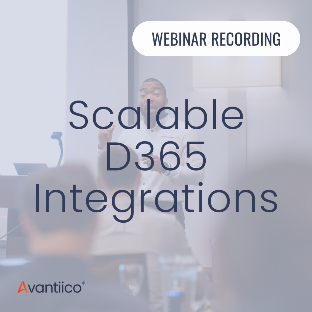 A cover image for the Scalable D365 Integrations webinar.