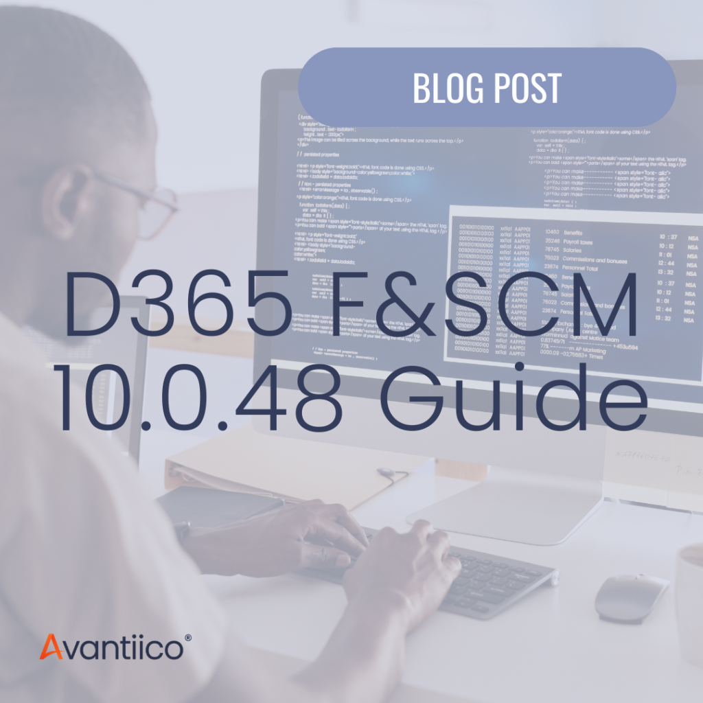A cover image for an article about the Dynamics 365 10.0.48 update.