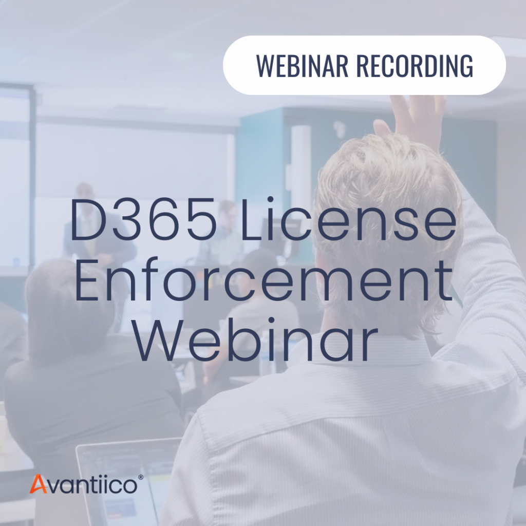 A featured image for a page where people can access our free, on-demand D365 license enforcement webinar to learn how to avoid being locked out of D365.