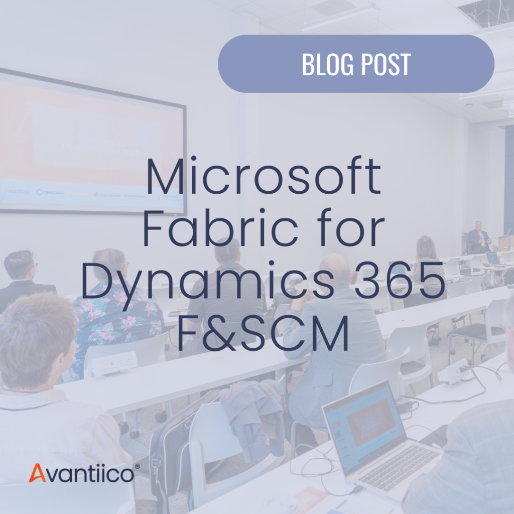 A cover image for an article about Microsoft Fabric for Dynamics 365 F&SCM.