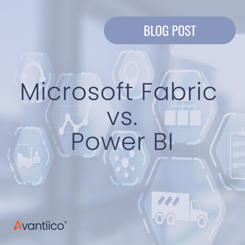 A featured image for an article about What is Microsoft Fabric vs. Power BI, including differences business leaders should know in 2026 and beyond.